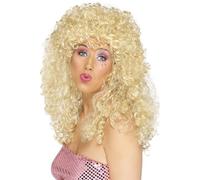 Smiffys Boogie Babe Wig, Blonde Long, Curly, 1980's Fancy Dress, Adult Dress Up Wigs Halloween