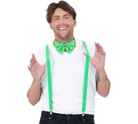 Smiffys Bow Tie & Braces Kit, Green, Party & Carnival Fancy Dress, Adult Dress Up Accessories