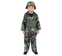 Smiffys Boy's Army Costume in Green | Size: 7-9 Years Smiffys Green 7-9 Years