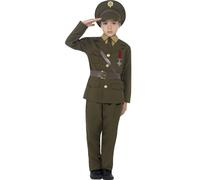 Army Officer Boys Fancy Dress Up Military Uniform Soldier Kids 30s 1940s Costume