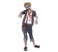 Smiffys Boy's Zombie School Boy Costume in Grey | Size: 10-12 Years Smiffys Grey 10-12 Years