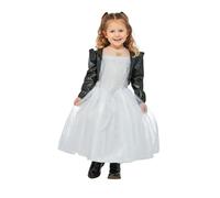 Smiffys Bride of Chucky Tiffany Costume for Kids, Dress and Jacket, Officially Licensed, Cropped Leather Look Jacket, Perfect for Halloween and Matching Family Fancy Dress, World Book Day