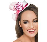 Smiffys Bride To Be Hat, White, With Hairclip And Veil - Hat Hen Night Party - hat hen bride night party fancy dress white ladies womens mini