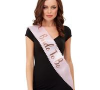 Smiffys Bride To Be Sash, Pink & Gold with Scalloped Edge, Hen & Stag Night Fancy Dress, Adult Dress Up Accessories Halloween