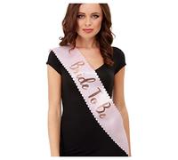 Smiffys Bride To Be Sash, Pink & Gold with Scalloped Edge, Hen & Stag Night Fancy Dress, Adult Dress Up Accessories Halloween