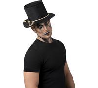 Smiffys Burlap Scarecrow Top Hat, Black with Rope, Halloween Fancy Dress Accessory, Scarecrow Dress Up Hats