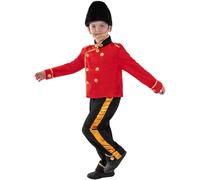 Smiffys Busby Guard Costume, Red with Top, Trousers and Hat, Boys Fancy Dress, Child Dress Up Costumes