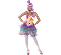 Smiffys Candy Queen Costume, Pink Latex Bodice with Dress, Icons & Idols Fancy Dress, Adult Dress Up Costumes