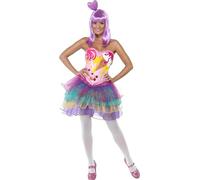 Smiffys Candy Queen Costume, Pink Latex Bodice with Dress, Icons & Idols Fancy Dress, Adult Dress Up Costumes