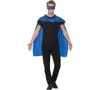 Smiffy's Men's Superhero Accessory Kit (blue) - cape fancy dress superhero mask mens costume adult ladies outfit blue