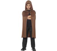 Smiffy's Children's Hooded Cape, Brown, Long, 44200 - cape hooded fancy dress boys girls brown jedi accessory childs halloween red riding hobbit