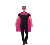 Smiffys Cape, Pink with Eyemask, Icons & Idols Fancy Dress, Superhero Dress Up Accessories