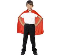 Smiffys Cape, Red Mid Length, Boys Fancy Dress, Child Dress Up Accessories