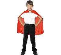 Smiffys Cape, Red Mid Length, Boys Fancy Dress, Child Dress Up Accessories Halloween