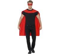 Smiffy's Cape & Eyemask - Icons & Idols Superhero Fancy Dress, Red