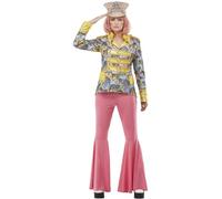 Smiffys Carnival Jacket, Blue & Yellow with Animal Print Design & Gold Trim, Party & Carnival Fancy Dress, Adult Dress Up Costumes