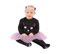 Smiffys Cat Baby, Black All In One with Tutu & Headband, Halloween Child Fancy Dress, Animal Dress Up Costumes