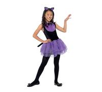 Smiffys Cat Costume, Black & Purple with Tutu Dress & Headband, Halloween Child Fancy Dress, Cat Dress Up Costumes