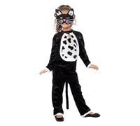 Smiffys Cat Costume, Black with Bodysuit, Bell & Mask, Halloween Child Fancy Dress, Cat Dress Up Costumes