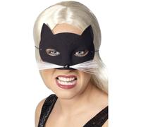 Smiffys Cat Eyemask, Black with Nose and Whiskers, Eyemasks Fancy Dress, Adult Dress Up Eye masks