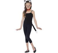 Smiffys Black Cat Kit Ears Collar & Tail Kids Childs Fancy Dress