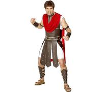 Smiffys Centurion Costume, Brown Robe & Legs, Arms, Wrists & Neck Armour, Legends & Myths Fancy Dress, Adult Dress Up Costumes