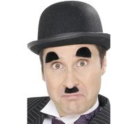 Black Novelty Self Adhesive Tash And Eyebrows. - chaplin tash eyebrows fancy charlie black dress accessory star mens smiffys set silent