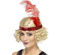 Blonde Ladies Charleston Wig With Sequin Headband - Curly Smiffys 1920s Flapper - wig blonde charleston headband curly smiffys 1920s flapper sequin
