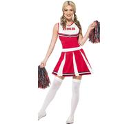 Smiffy's Cheerleader Costume – Red Dress & Pom Poms – Size XS