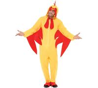 Smiffys Chicken Costume, Bright Yellow Hooded All-in-One Jumpsuit with Attached