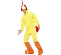 Smiffys Chicken Costume, Yellow includes Jumpsuit with Hood, Party Animals Fancy Dress, Chicken/Chick Dress Up
