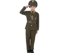 Smiffys Childrens Army Officer Costume, Jacket, Belt, Trousers, Hat, Mock Shirt