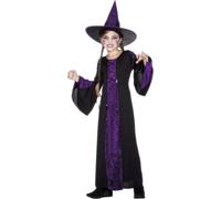 Smiffys Children's Bewitched Costume, Dress & Hat, Colour: Black and Purple, Siz