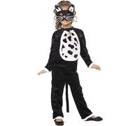 Smiffys Children's Cat Costume, Bodysuit, Bell & Mask, Size: M, Colour: Black, 3