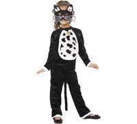 Smiffys Children's Cat Girl Costume, Bodysuit, Bell & Mask, Colour: Black, Size: