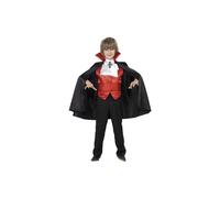 Smiffy's Children's Dracula Boy Costume, Cape, Cummerbund, Cravat & Waistcoat, -