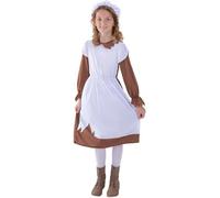Smiffys Childrens Fancy Dress Party Outfit Girls Poor Victorian Costume White & Brown
