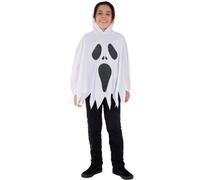 Smiffys Childrens/kids Ghost Costume Poncho White/black (One Size)