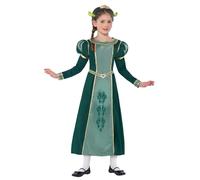 Smiffys Children's Shrek Princess Fiona Costume, Dress, Tiara Headband & Ears, Official Shrek License Outfit with Puff Sleeves & Princess Fiona Details, Group Costume
