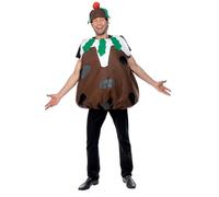 Smiffys Christmas Pudding Costume, Brown with Tabard & Hat, Christmas Adult Fancy Dress, Xmas Dress Up Costumes