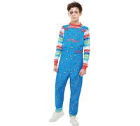 Smiffys Chucky Costume in Blue for Kids, Dress and Top, Officially Licensed, Blu