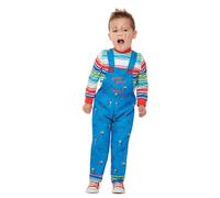 Smiffys Chucky Costume in Blue for Kids, Dungarees and Top, Officially Licensed, Iconic Blue Dungarees and Striped Top, Ideal for Halloween and Matching Family Fancy Dress