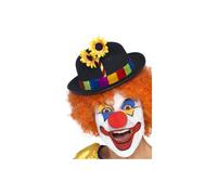 Smiffy's Clown Bowler With Band And Flower - Black/multi-colour - clown bowler smiffys flower hat band fancy dress black multicolour