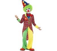 Smiffys Clown Costume, Red with Jacket, Trousers, Mock Shirt & Bowtie, Boys Fanc