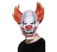 White Overhead Rubber Clown Mask. - clown mask adult smiffys fancy dress one size halloween 34 hair mens