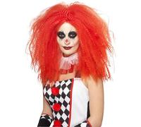 Smiffys clown wig crimped red for adults scary Halloween fancy dress
