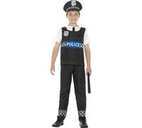 Smiffys Cop Costume, Black & White with Top, Trousers & Hat, Boys Fancy Dress, Cops and Robbers Dress Up Costumes