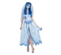 Smiffys Corpse Bride Emily Costume for Adults, Dress and Headband with Veil, Officially Licensed, Cutout Rib and Distressed Hem Details, Perfect for Matching Couples and Family Outfits, World Book Day