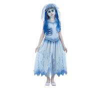 Smiffys Corpse Bride Emily Costume for Kids, Dress and Headband with Veil and Hair Pieces, Officially Licensed, Flower Headband and Rib Detail, Ideal for Matching Family Fancy Dress