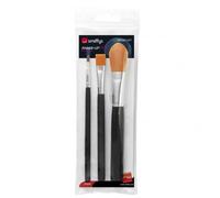 Smiffys Make-Up FX Essentials, Black Cosmetic Brush Set, Pack of 3 Styles, Cosmetics and Disguises Fancy Dress, Adult Dress Up Cosmetics & Disguises.